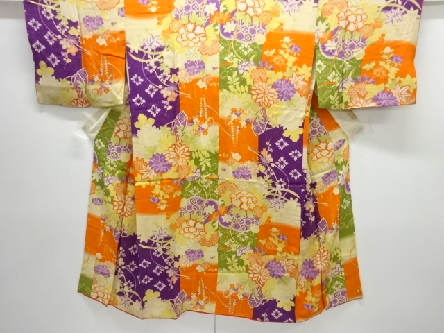 JAPANESE KIMONO / ANTIQUE FLOWER PATTERN JUBAN